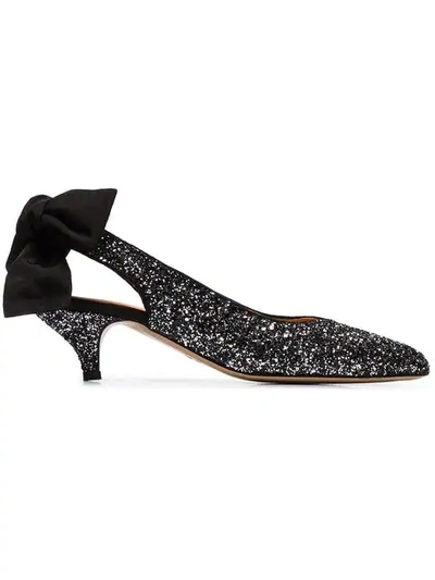 Shop Ganni Silver Salme 50 Ribbon Tie Pumps