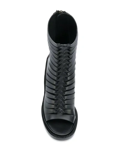 Shop Ann Demeulemeester Braided Front Wedge Boots In 099 Black