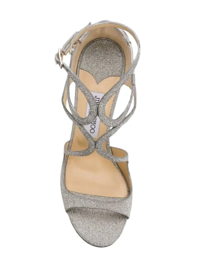 Shop Jimmy Choo Lance Glitter Sandals In Silver