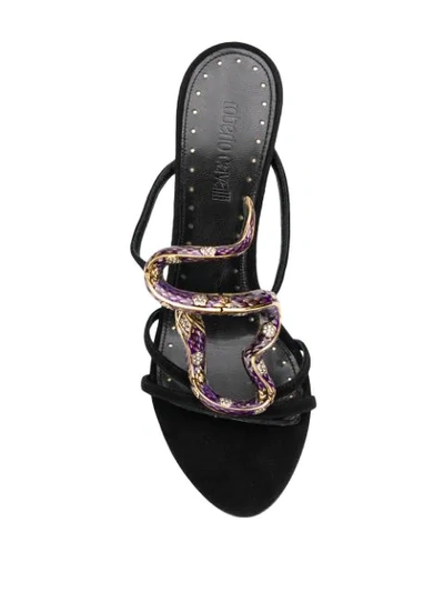 Shop Roberto Cavalli Hill Snake Mules In Black