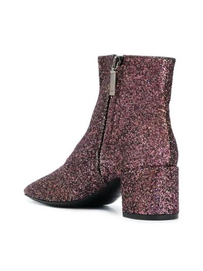 Shop Saint Laurent Loulou 50 Glitter Ankle Boots In Pink