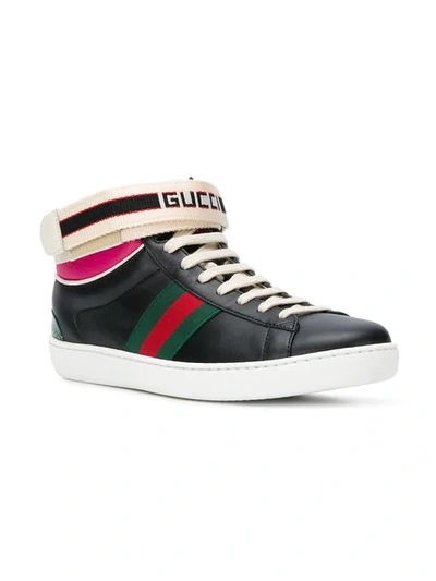 Shop Gucci Web Detail Sneakers In Black