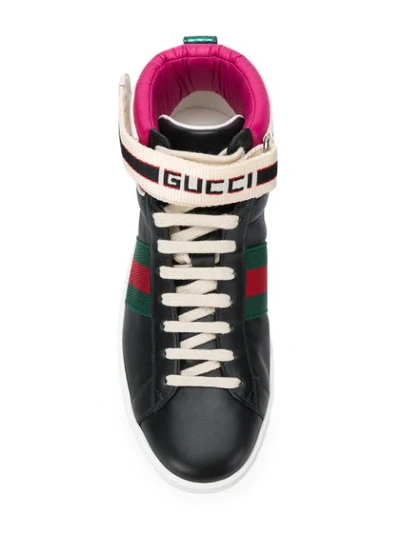 Shop Gucci Web Detail Sneakers In Black