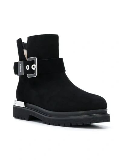 Shop Baldinini Silver Buckle Ankle Boot In Black