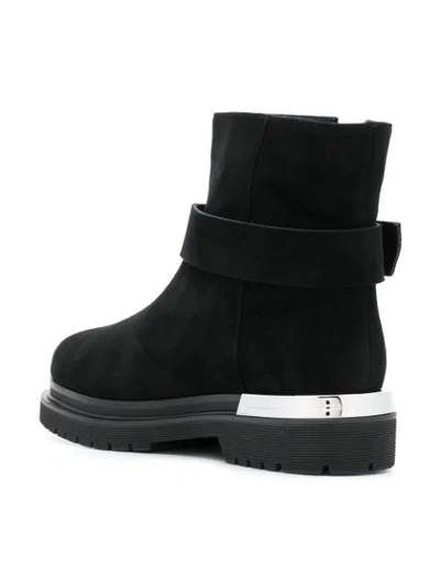 Shop Baldinini Silver Buckle Ankle Boot In Black