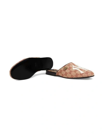 Shop Gucci Women's Slipper Gg With Ny Yankees ™ Patches In Neutrals