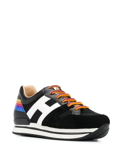 Shop Hogan Rainbow Lace Up Sneakers In Black