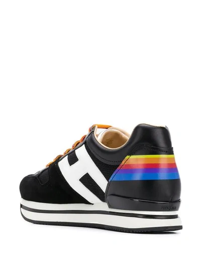 Shop Hogan Rainbow Lace Up Sneakers In Black