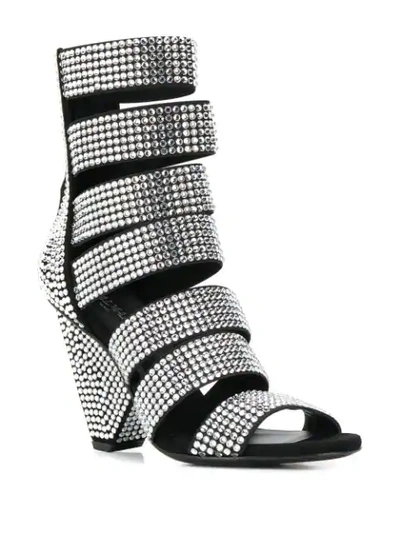 Shop Balmain Lisa Rhinestone Sandals In Black