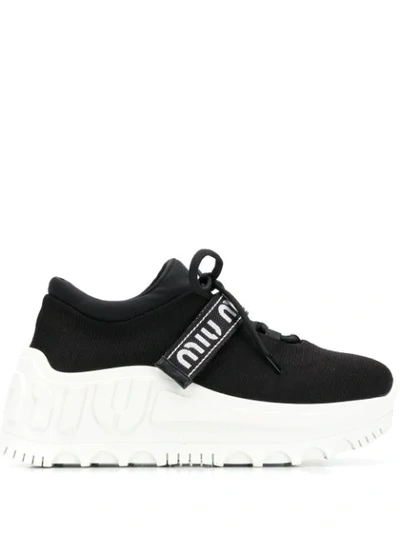 MIU MIU MIU RUN SNEAKERS - 黑色