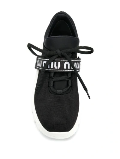 Shop Miu Miu Miu Run Sneakers In F0002 Black