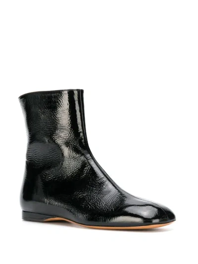 Shop Marni Flat Ankle Boots In Black
