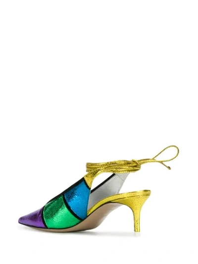 Shop Attico Tie Ankle Colour-block Pumps In Yellow