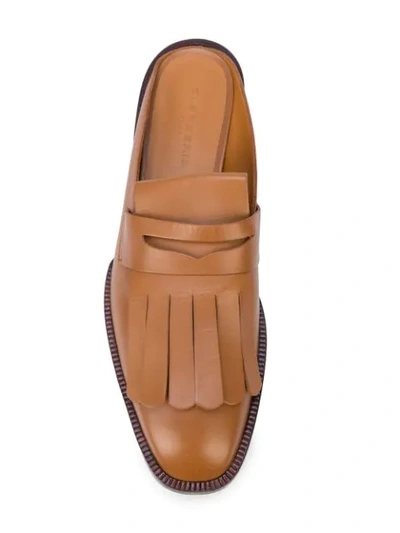 Shop Clergerie Fringed Detail Loafer Mules In Brown
