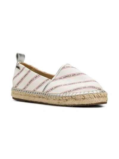 KARL LAGERFELD KAMINI STRIPE LOGO ESPADRILLES - 白色