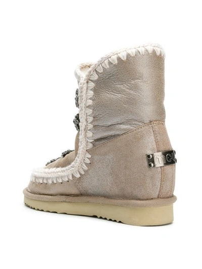 Shop Mou Sheepskin Snow Boots In Neutrals