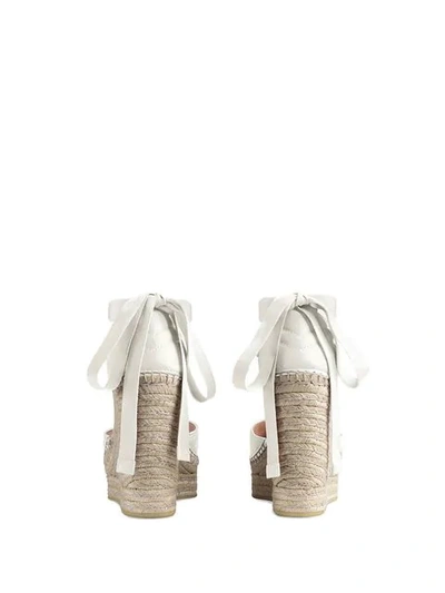 Shop Gucci Leather Platform Espadrille In White