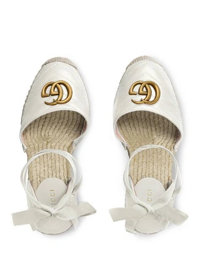 Shop Gucci Leather Platform Espadrille In White