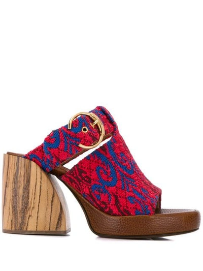 Shop Chloé Tapestry Wave Mules In Red