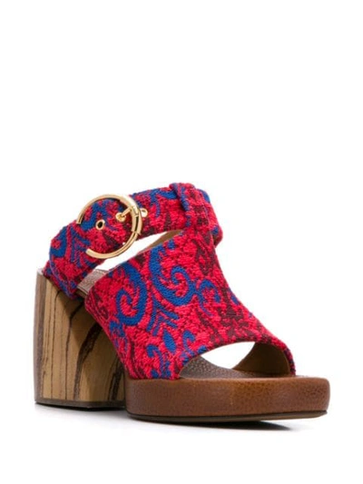 Shop Chloé Tapestry Wave Mules In Red