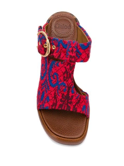 Shop Chloé Tapestry Wave Mules In Red
