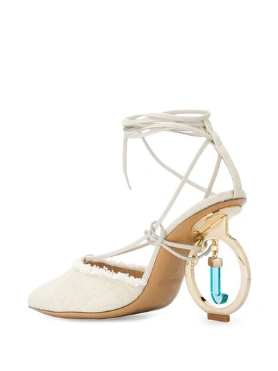 Shop Jacquemus Logo Charm Pumps In Neutrals