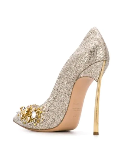 Shop Casadei Crystal Embellished Pumps In Gold