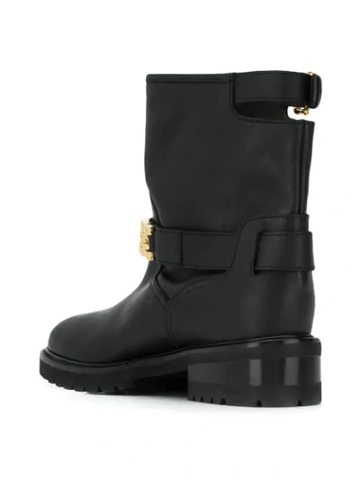 Shop Via Roma 15 Embellished Buckle Boots In Black