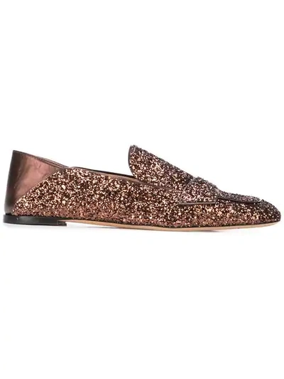 Shop Rochas Glitter Loafers In Multicolour