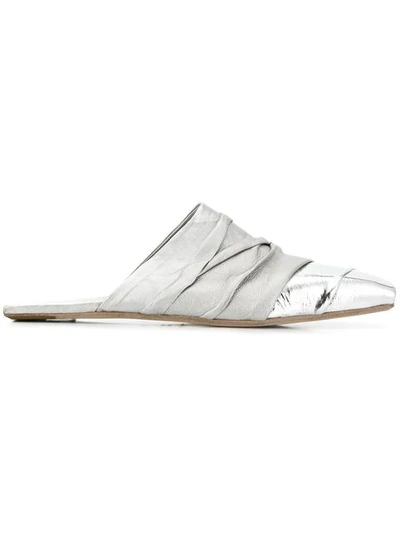 Shop Rick Owens Square Toe Mules In Silver