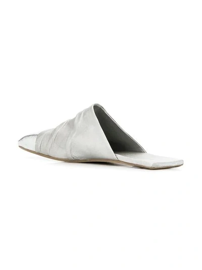 Shop Rick Owens Square Toe Mules In Silver