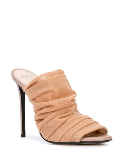 Shop Alevì Draped Front Mules In Brown