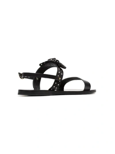 Shop Ancient Greek Sandals Black Clio Double Strap Leather Bow Sandals