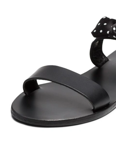 black Clio double strap leather bow sandals