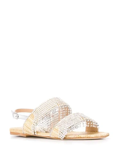 Shop Polly Plume Strass Sandals In Silver