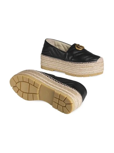 Shop Gucci Leather Espadrille With Double G In Black