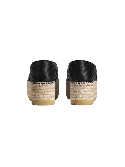 Shop Gucci Leather Espadrille With Double G In Black