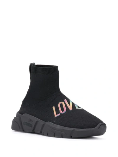Shop Love Moschino Logo Scuba Sneakers In Black