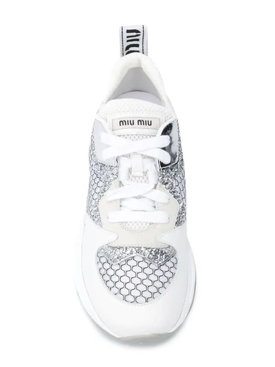 Shop Miu Miu Sneakers Mit Stickerei In White