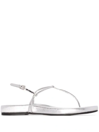 Shop Prada Sandalen Mit Zehenriemen In F0118 Silver