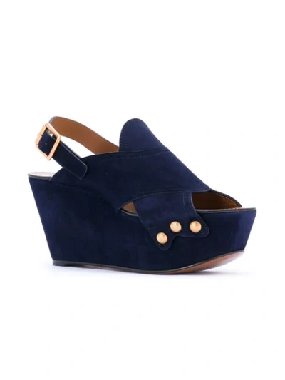 Shop Chloé 'mischa' Wedge Sandals In Blue