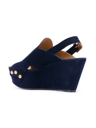 Shop Chloé 'mischa' Wedge Sandals In Blue