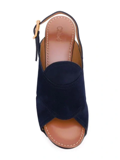 Shop Chloé 'mischa' Wedge Sandals In Blue