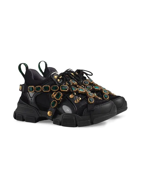 women gucci flashtrek embellished sneakers