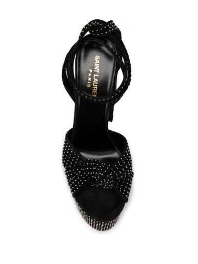 SAINT LAURENT STUD-EMBELLISHED PAIGE SANDALS - 黑色