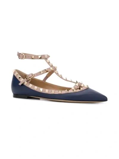 Shop Valentino Garavani Rockstud Ballerina Shoes In Blue