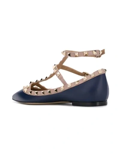 Shop Valentino Garavani Rockstud Ballerina Shoes In Blue