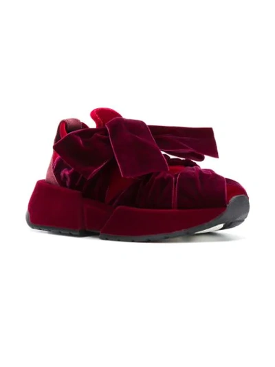 Shop Mm6 Maison Margiela Velvet Bow Sneakers In Red