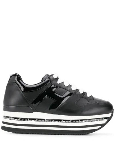 Shop Hogan Striped Platform Sneakers In Black