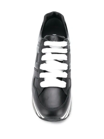 Shop Hogan Striped Platform Sneakers In Black